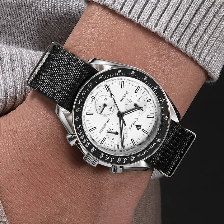 Men's Quartz Chronograph Canvas Watch with Sapphire Crystal-The Yellow Prime