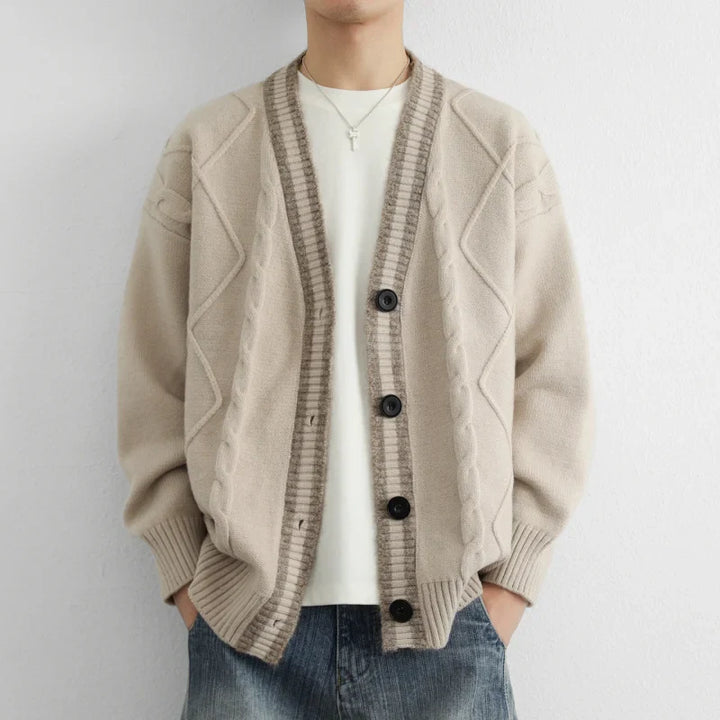 Men's Cable Knit Cardigan - Alderidge Style-The Yellow Prime