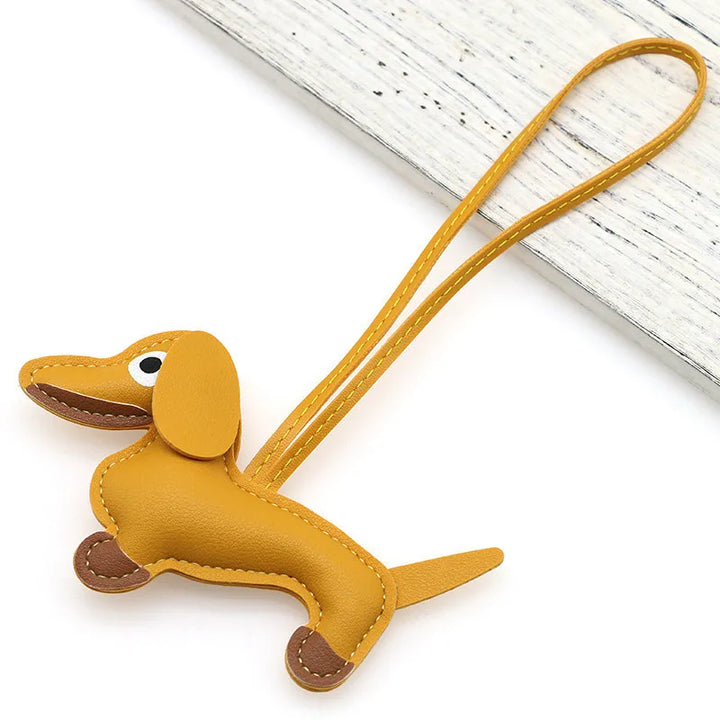 Women's Dachshund Leather Bag Charm Keychain Gift-The Yellow Prime