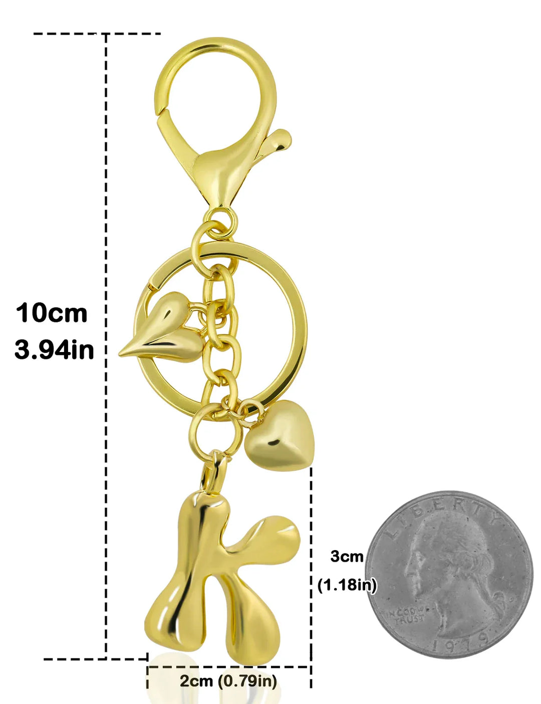 Women's Personalized Gold Bubble Letter Keychain Bag Charm Gift-The Yellow Prime