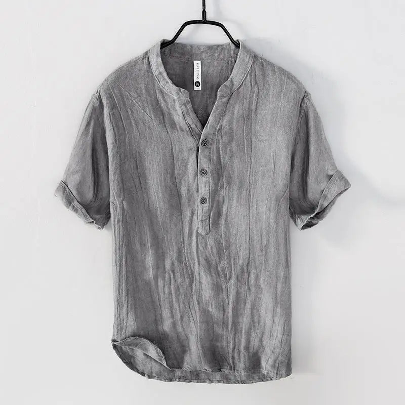 Men's Short Sleeve Linen Shirt - Cove Style-The Yellow Prime