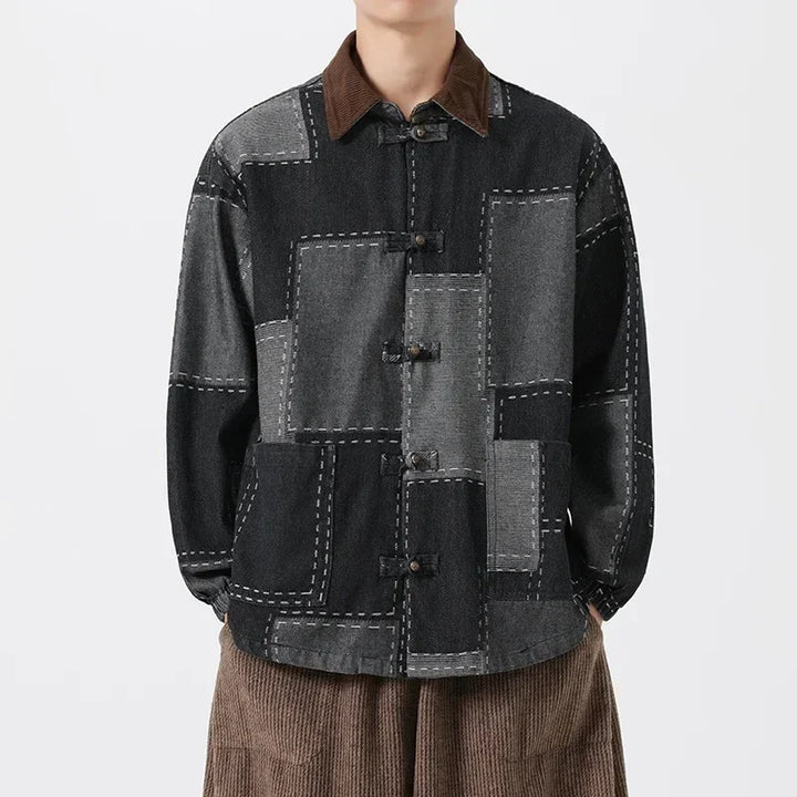 Men's Patchwork Denim Jacket - Thornhill Style-The Yellow Prime