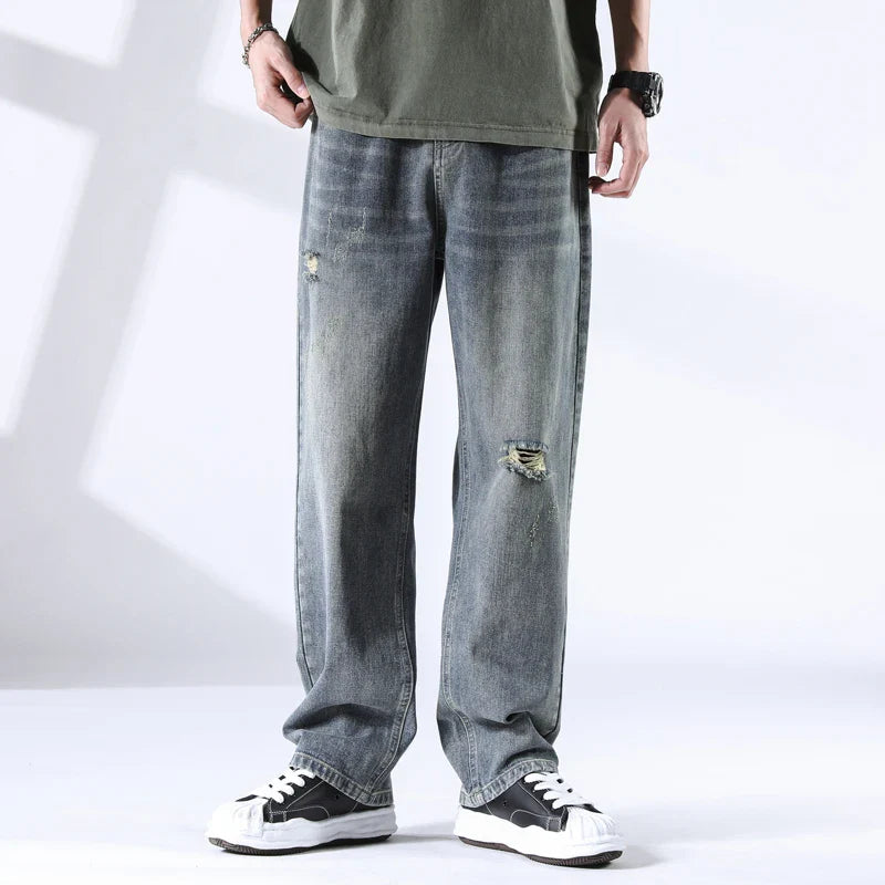 Men's Distressed Denim Jeans-The Yellow Prime