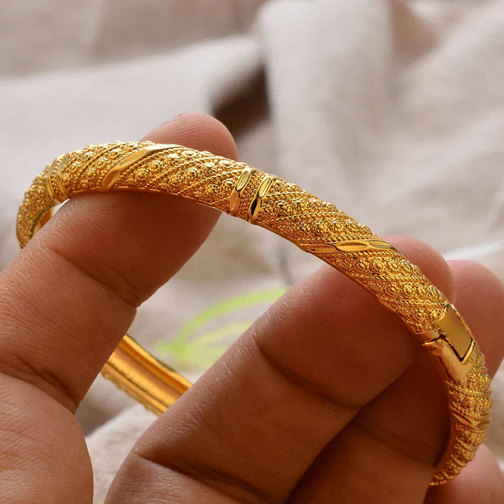 Women's Gold Plated Bangles Arabic Wedding Bracelet-The Yellow Prime