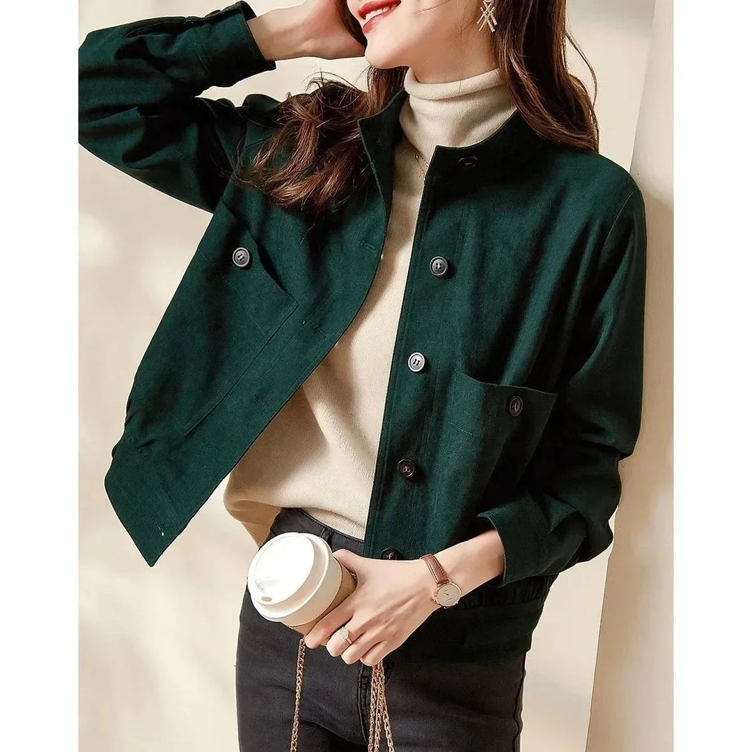 Women's Velvet Button-Up Jacket-The Yellow Prime