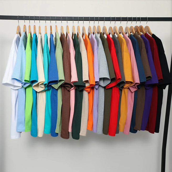 Men's Oversized Summer Short Sleeve Cotton T-Shirt in Solid Colors-The Yellow Prime