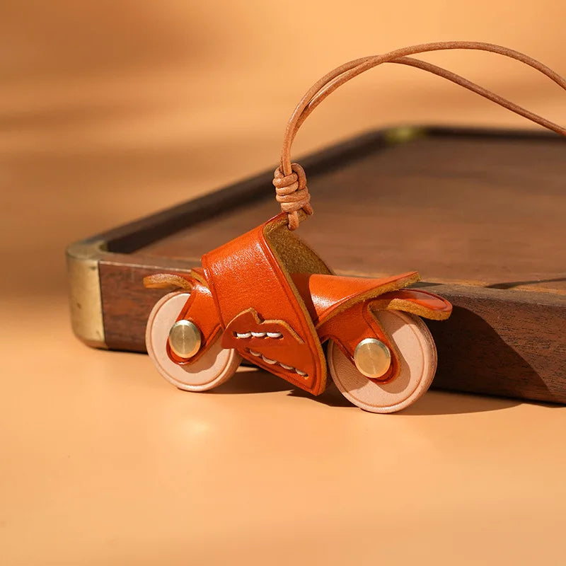 Women's Vintage Leather Motorcycle Keychain Mini Bag Pendant-The Yellow Prime