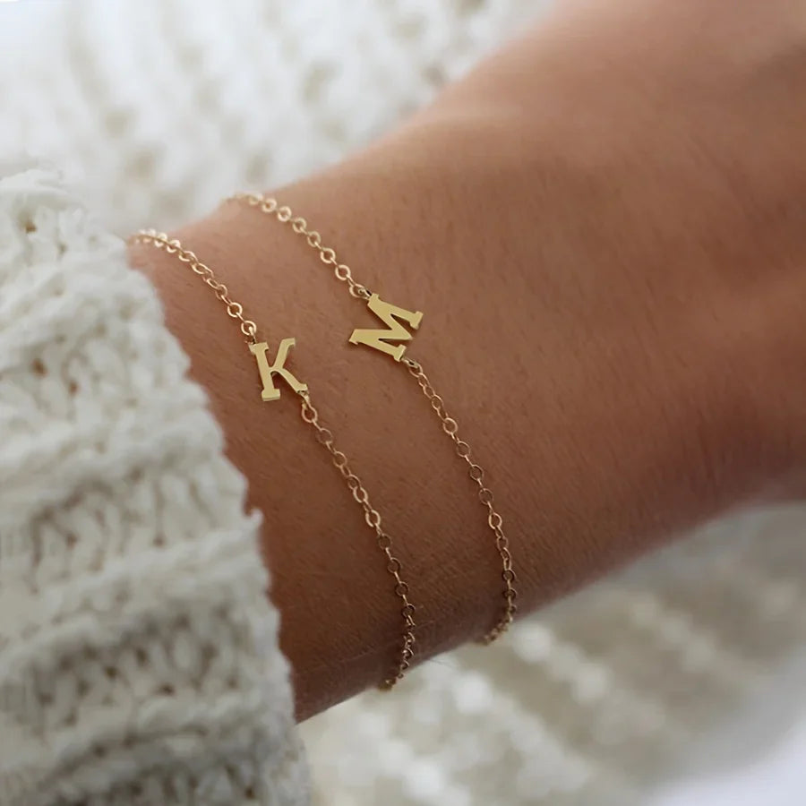 [Women's Minimalist Elegant Initial Letter Bead Bracelet]-The Yellow Prime