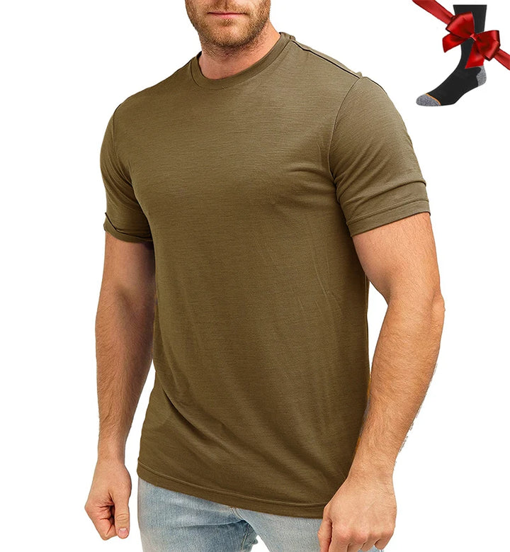 Men's Superfine Merino Wool Base Layer T-Shirt and Socks Set-The Yellow Prime