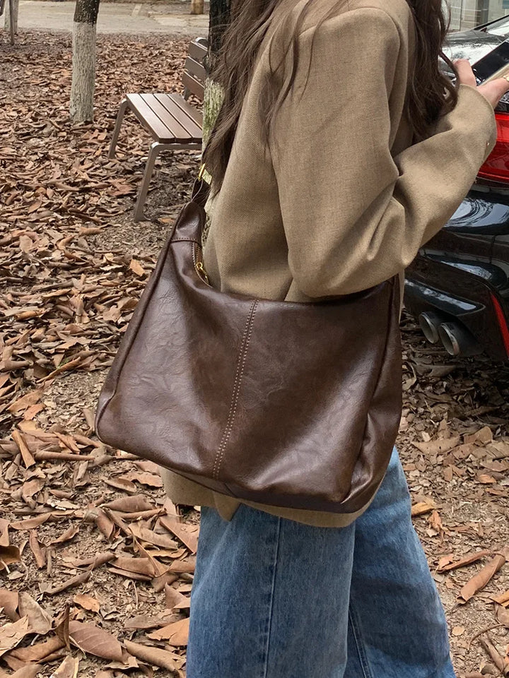 Women's Soft Versatile Hobo Bag - Slouchy Faux Leather Design-The Yellow Prime