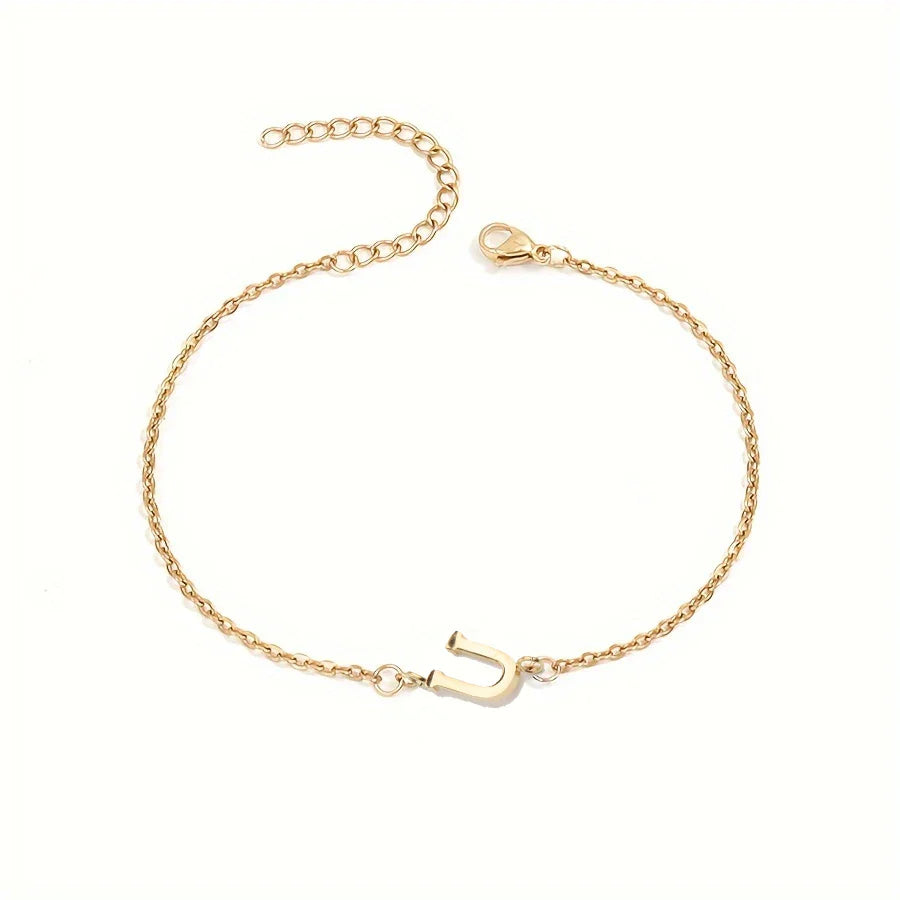 [Women's Minimalist Elegant Initial Letter Bead Bracelet]-The Yellow Prime