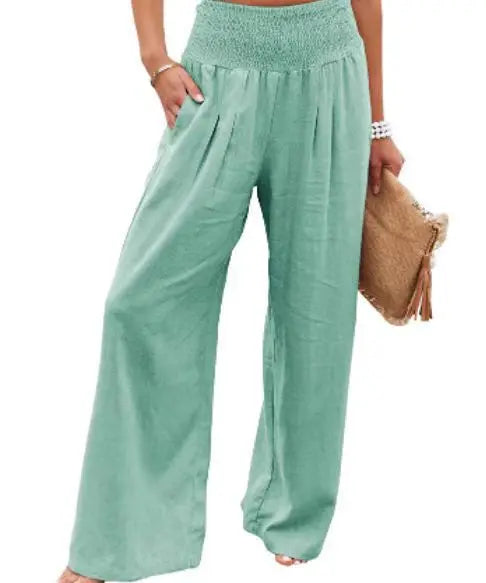Women's casual drawstring wide-leg pants for spring and summer-The Yellow Prime