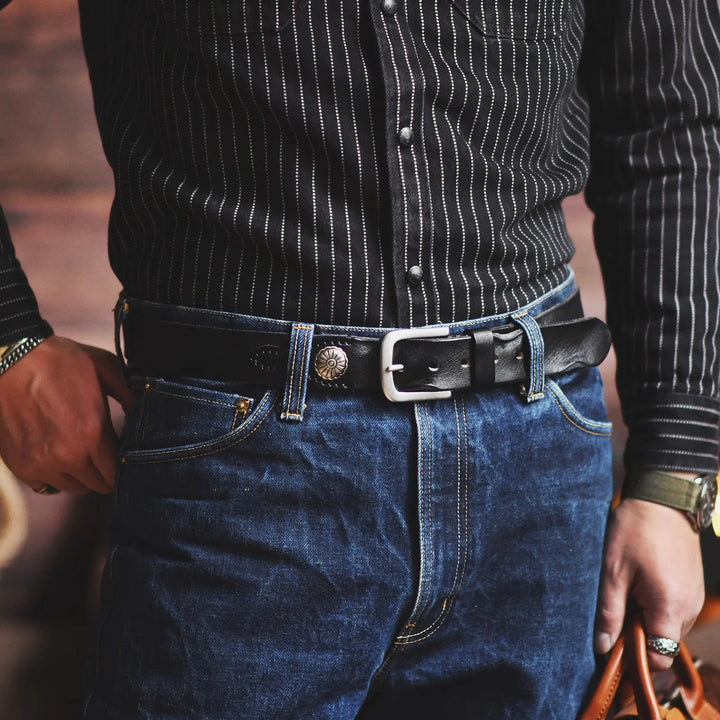 Men's Hand-Stitched Cowskin Western Leather Belt