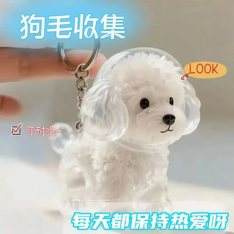 Women's Dog Hair Keepsake Keychain Clear Resin Pendant Charm-The Yellow Prime