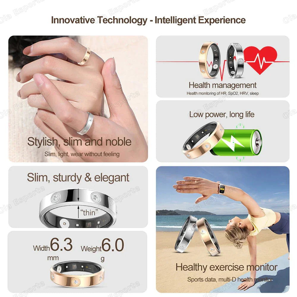 Health Tracker Smart Ring - IP68 Waterproof Sleep & Heart Rate Monitor-The Yellow Prime