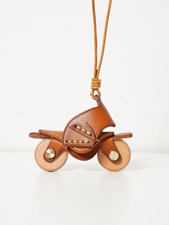 Women's Vintage Leather Motorcycle Keychain Mini Bag Pendant-The Yellow Prime