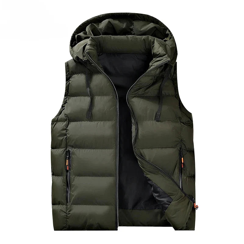 Gilet matelassé à capuche pour homme – couche chaude essentielle pour l’hiver