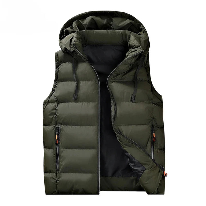 Gilet matelassé à capuche pour homme – couche chaude essentielle pour l’hiver