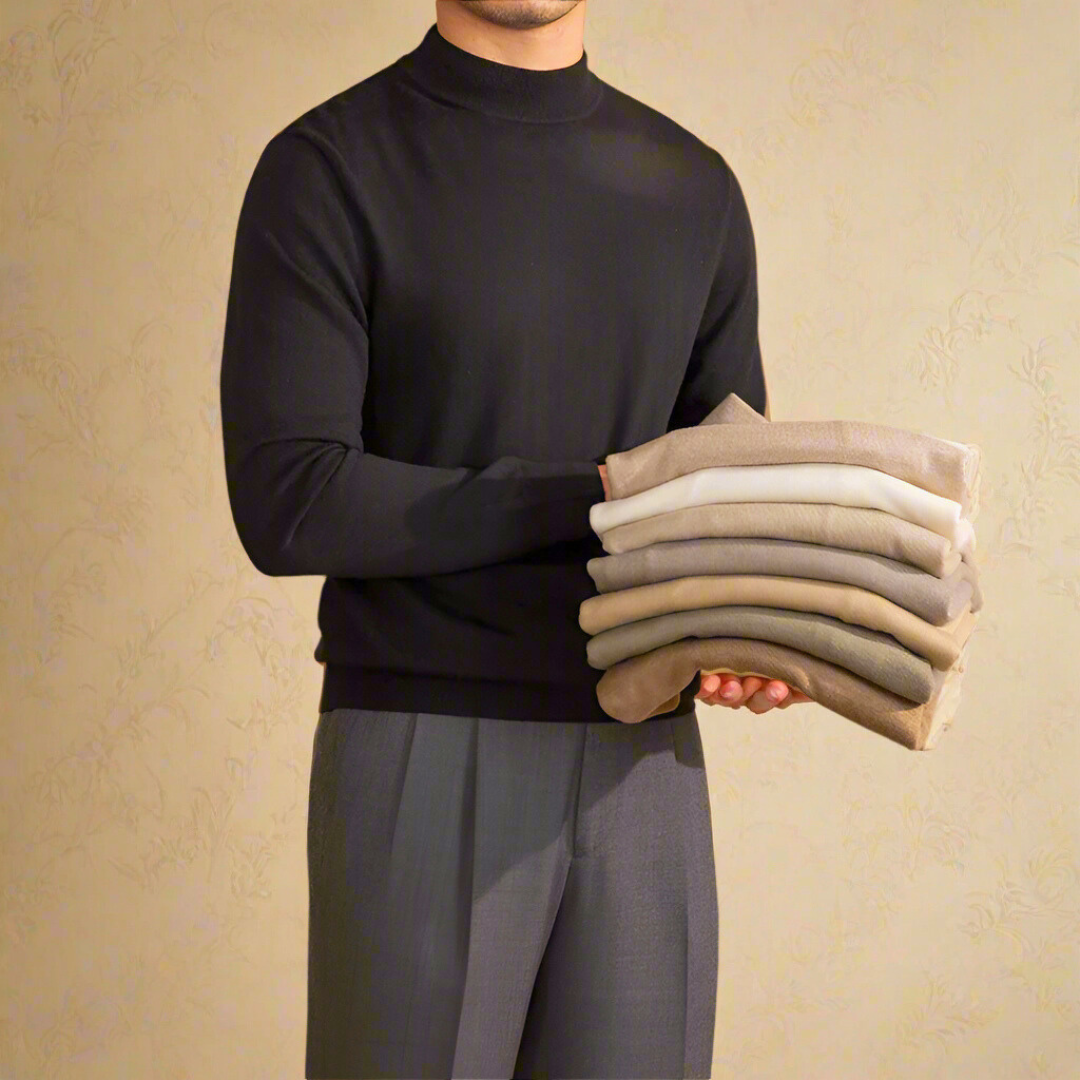 Maglione dolcevita da uomo, morbido e classico, in lana aderente, per il lavoro