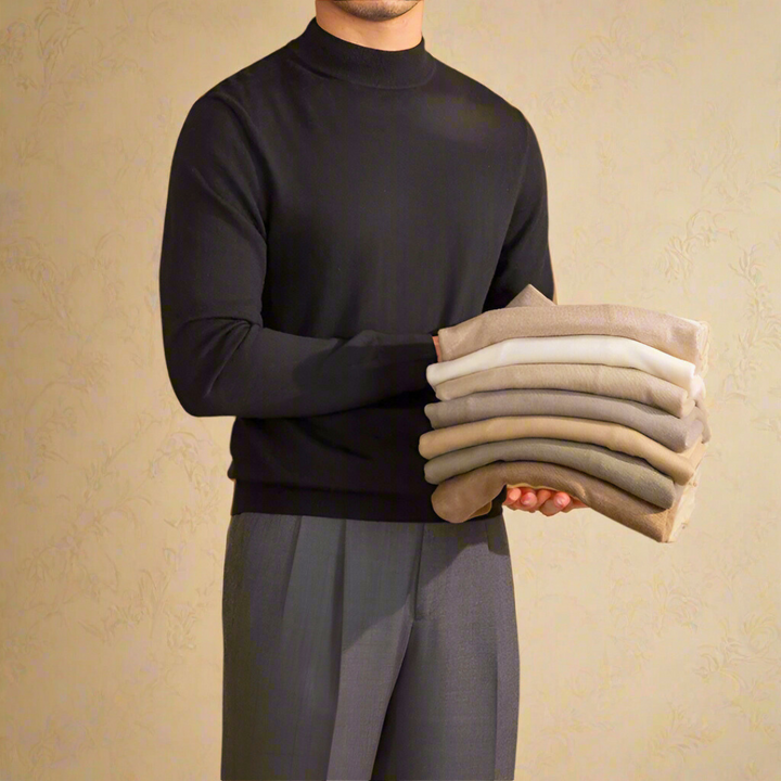 Maglione dolcevita da uomo, morbido e classico, in lana aderente, per il lavoro