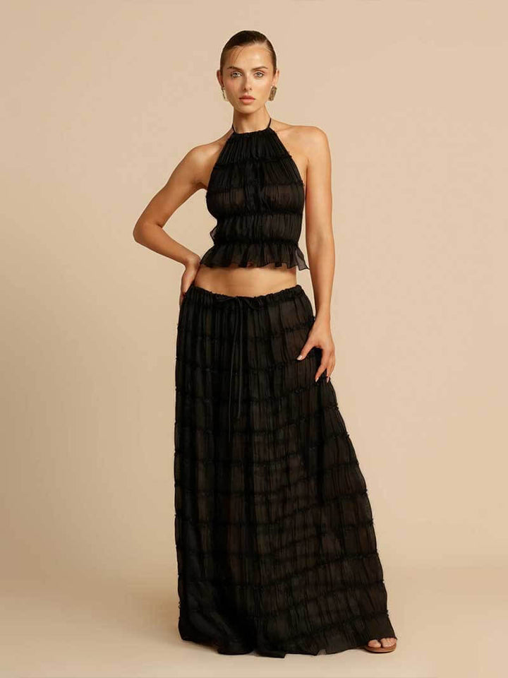 Women's Backless Top and Long Skirt Set - Chic Fashion Outfit-The Yellow Prime