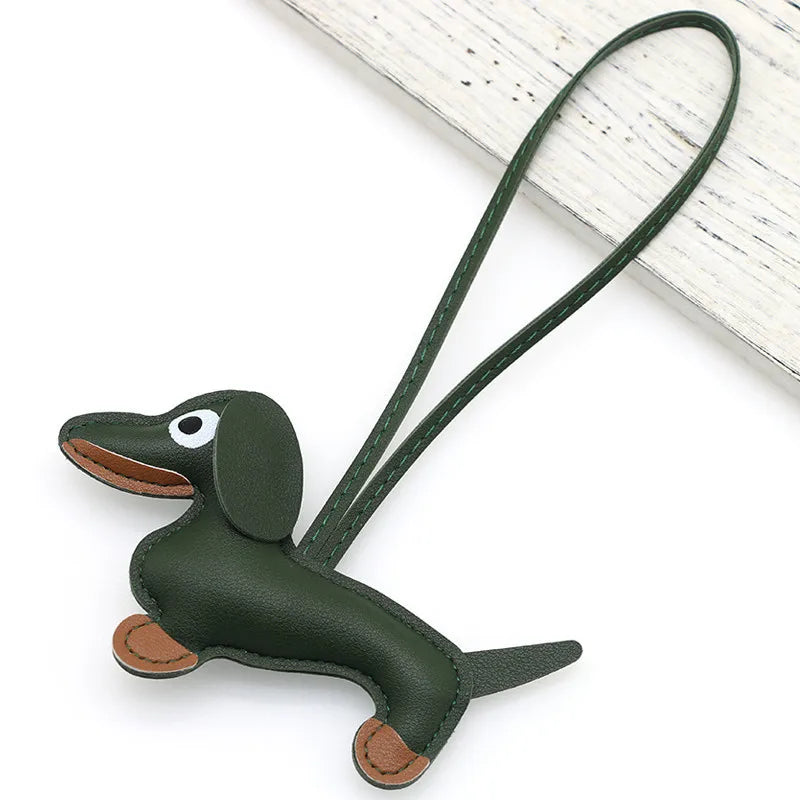 Women's Dachshund Leather Bag Charm Keychain Gift-The Yellow Prime
