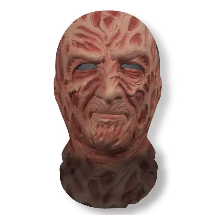 Halloweens 3D-spøkelsesmaske med ansikt, elastisk nettinghodeplagg som dekker hele skallen