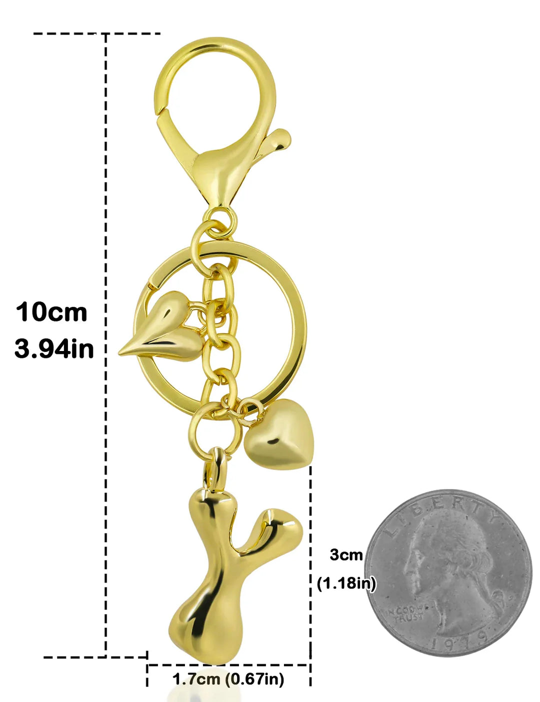 Women's Personalized Gold Bubble Letter Keychain Bag Charm Gift-The Yellow Prime