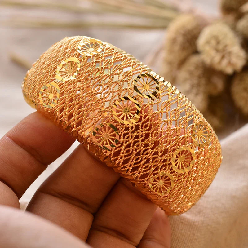 Women's Gold Plated Bangles Arabic Wedding Bracelet-The Yellow Prime