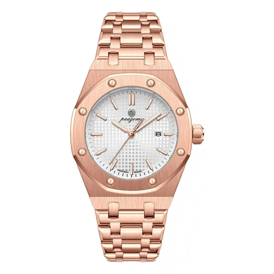 Men's Waterproof Quartz Stainless Steel Business Watch with Date-The Yellow Prime