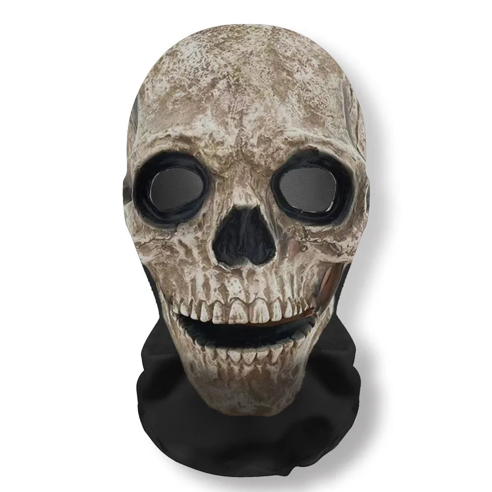 Halloweens 3D-spøkelsesmaske med ansikt, elastisk nettinghodeplagg som dekker hele skallen