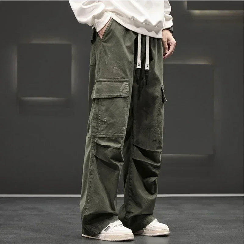 Men's Wide-Leg Cargo Pants – Relaxed Fit Streetwear Style
