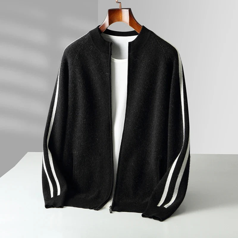Men's Merino Stripe Cardigan-The Yellow Prime