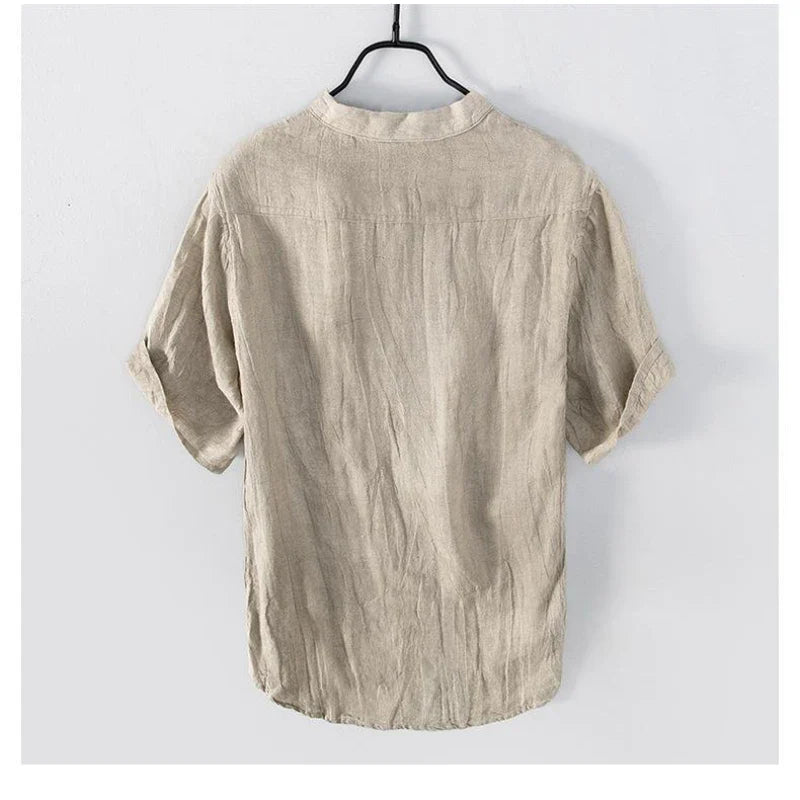 Men's Short Sleeve Linen Shirt - Cove Style-The Yellow Prime