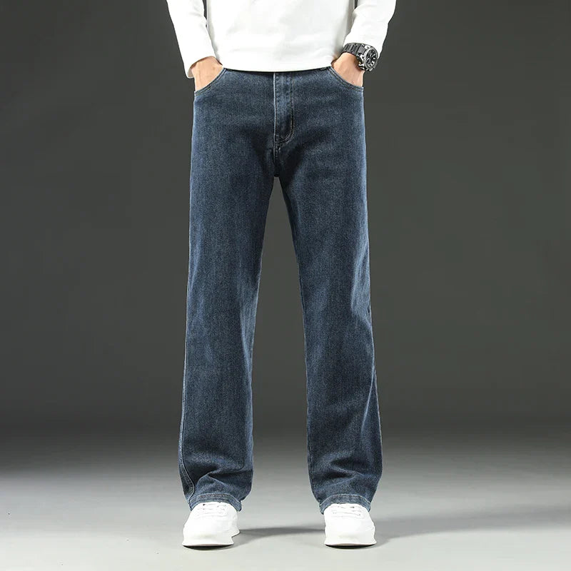 Men's Stretch Straight Leg Dark Wash Denim Jeans