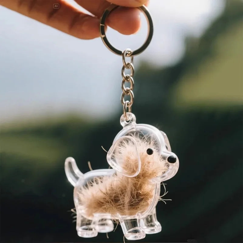 Women's Dog Hair Keepsake Keychain Clear Resin Pendant Charm-The Yellow Prime