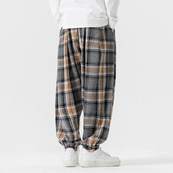 Men's Retro Plaid Joggers-The Yellow Prime