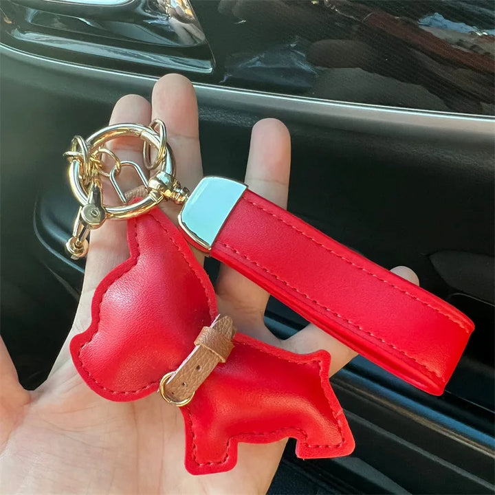 Women's Leather Dog Keychain Car Charm Hanging Accessory-The Yellow Prime