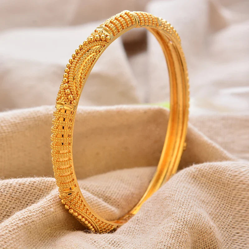 Women's Gold Plated Bangles Arabic Wedding Bracelet-The Yellow Prime