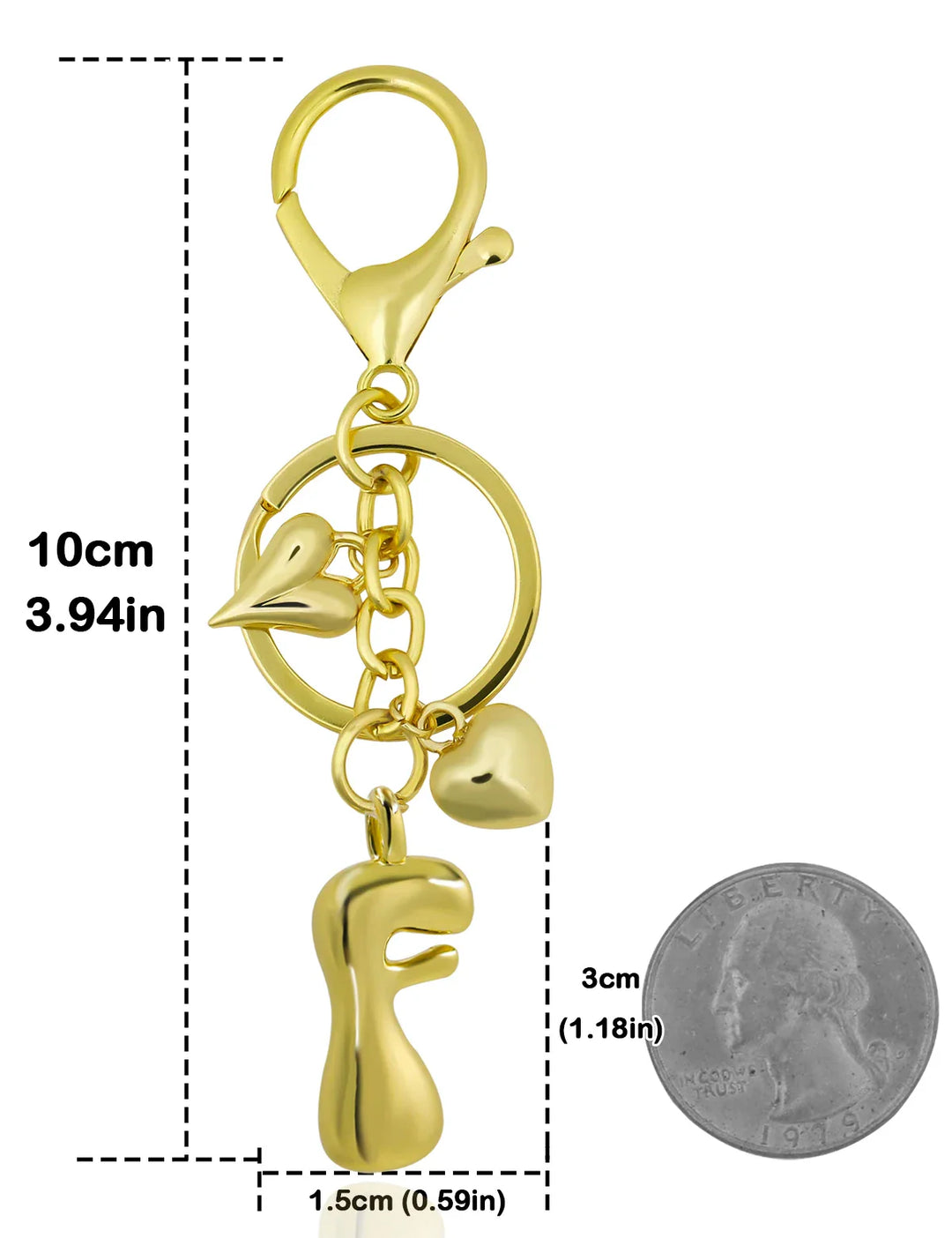 Women's Personalized Gold Bubble Letter Keychain Bag Charm Gift-The Yellow Prime