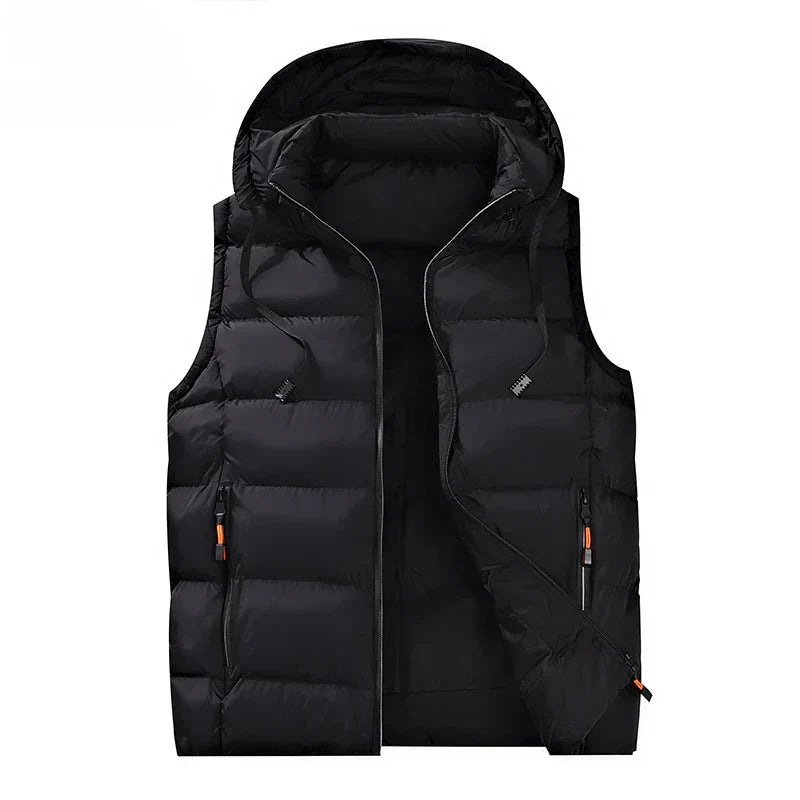 Gilet matelassé à capuche pour homme – couche chaude essentielle pour l’hiver