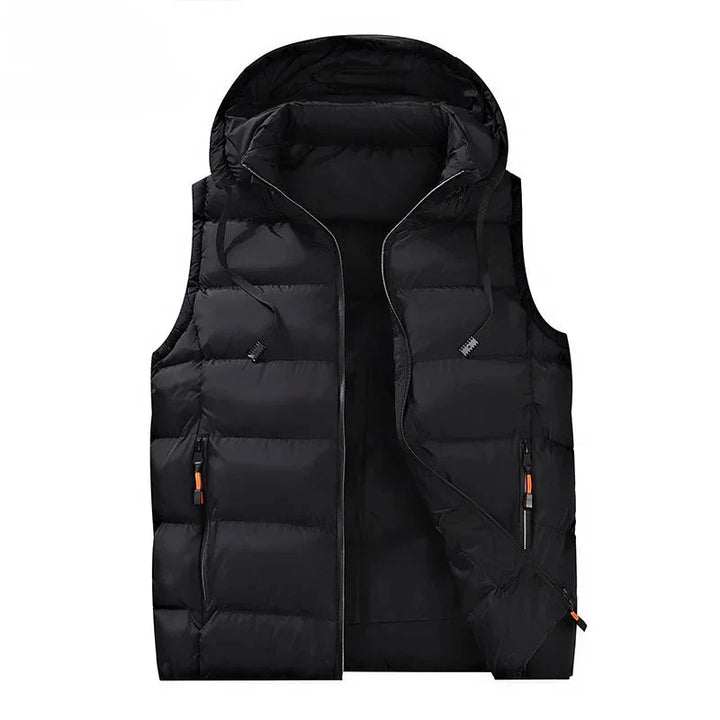 Gilet matelassé à capuche pour homme – couche chaude essentielle pour l’hiver