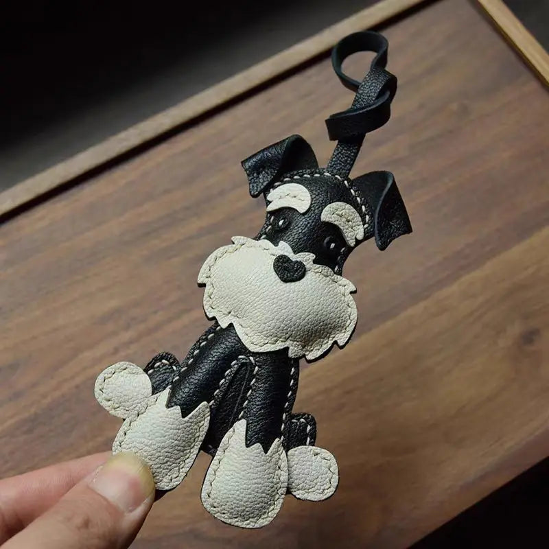 Women's Leather Bag Charm Keychain - Black Cozy Cute Gift-The Yellow Prime