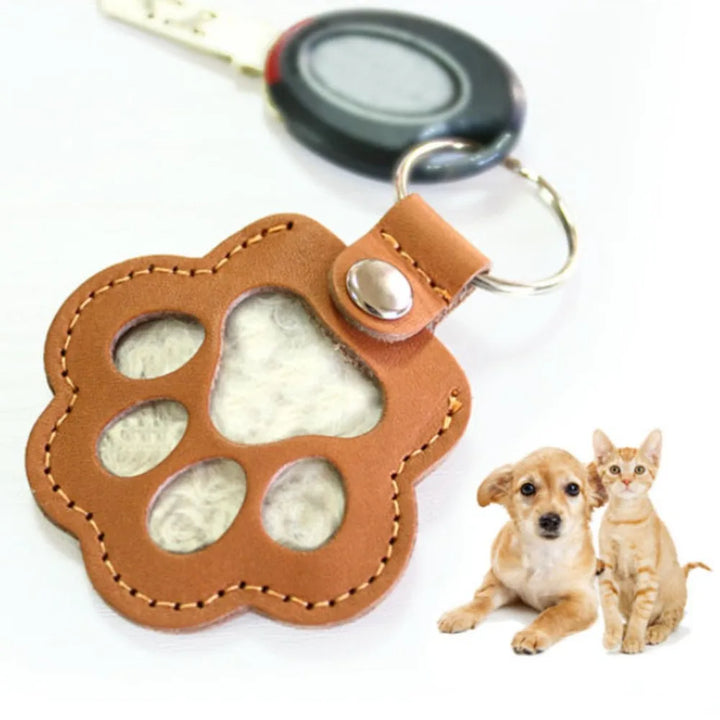 Women's Pet Hair Keychain Paw Pendant PU Leather Holder-The Yellow Prime