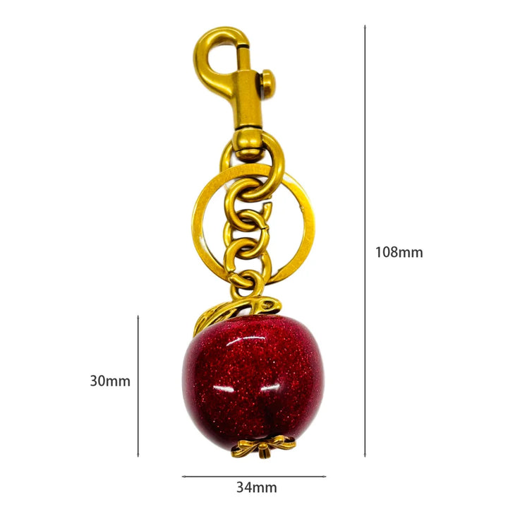 Women's Red Cherry Keychain Bag Charm with Gold Leaf Clasp-The Yellow Prime