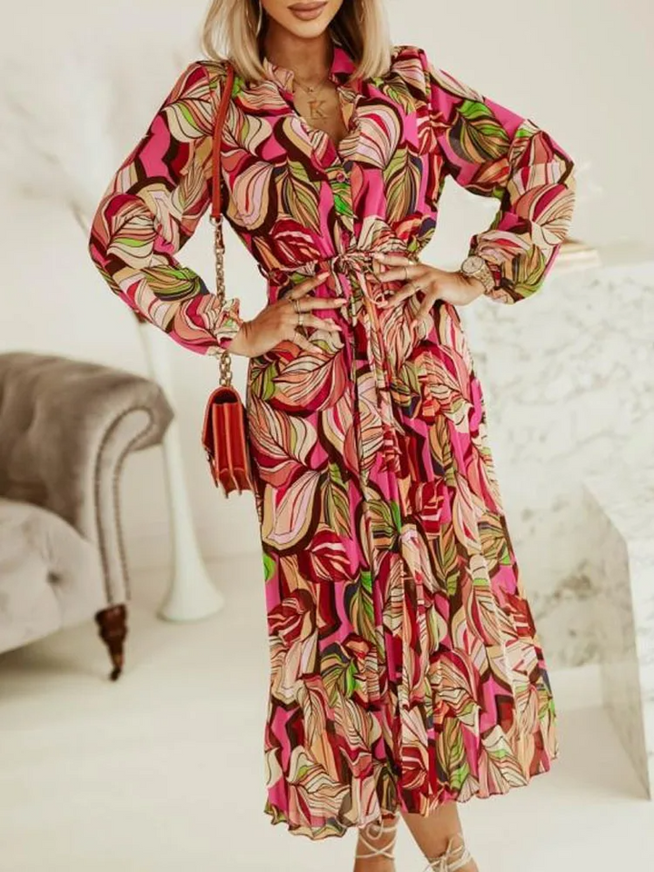 Samantha | Women's Flowy Long Sleeve Boho Maxi Dress-The Yellow Prime