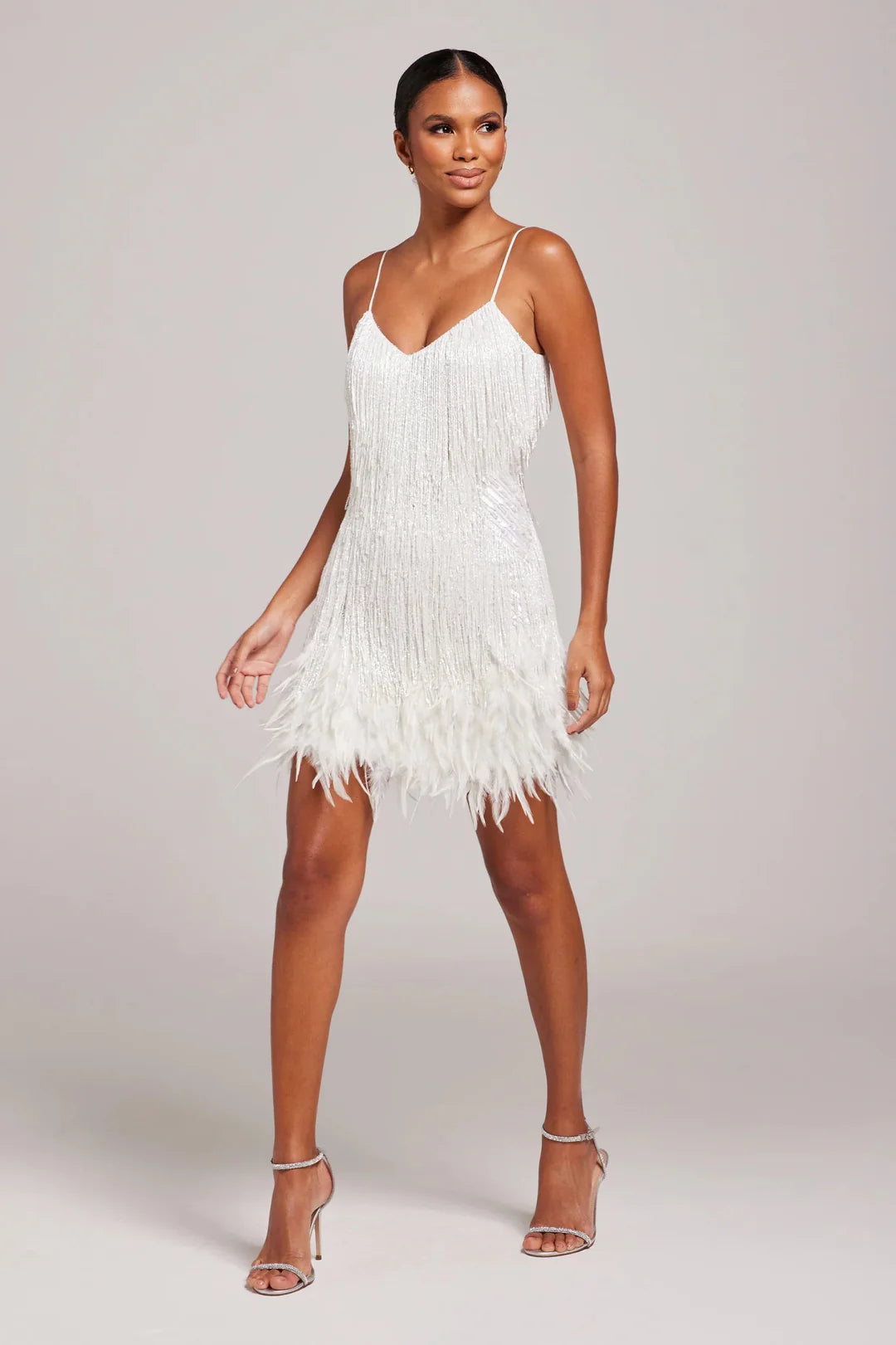 Samantha | Women's Fringe Feather Mini Dress-The Yellow Prime