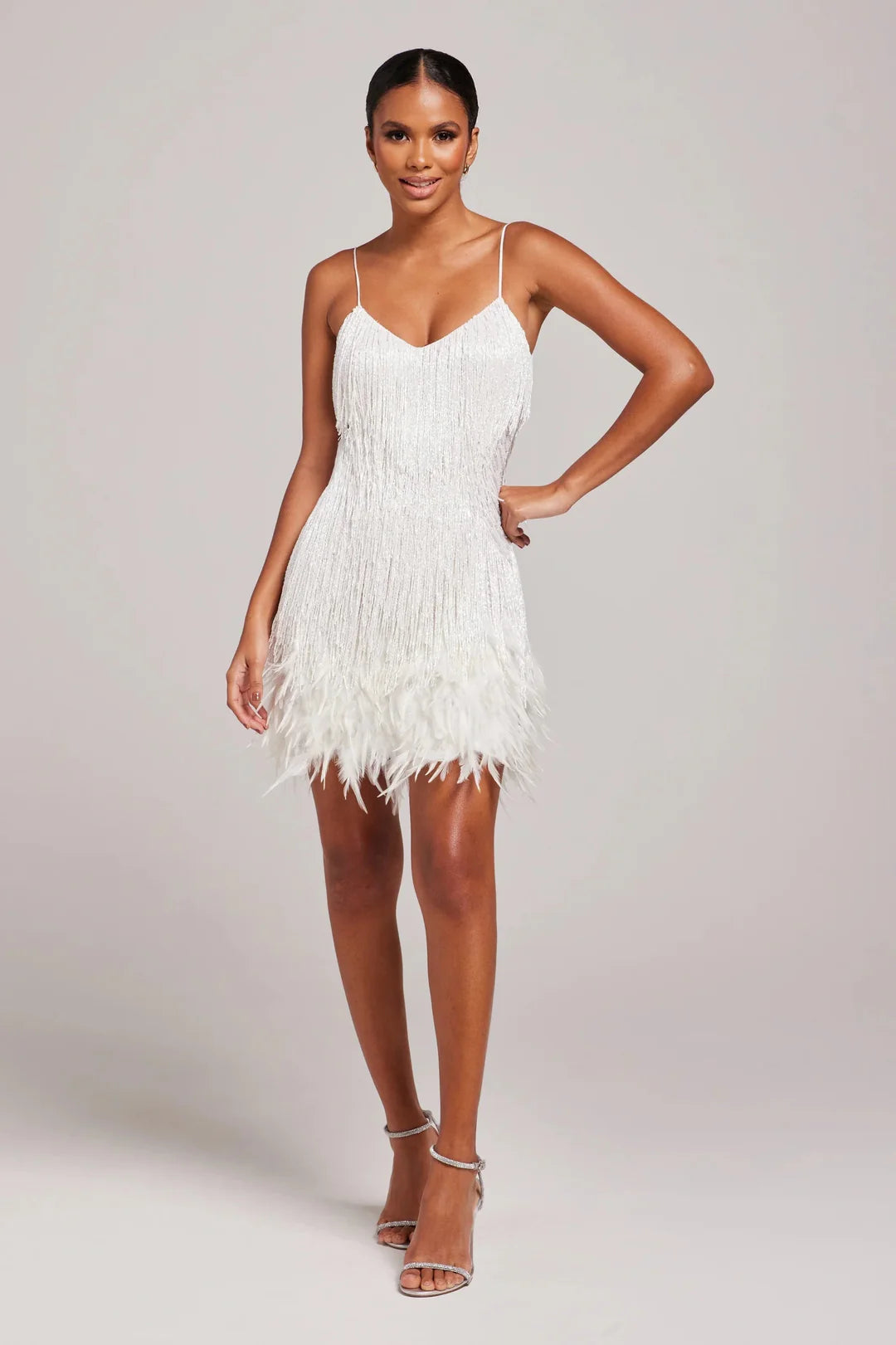 Samantha | Women's Fringe Feather Mini Dress-The Yellow Prime