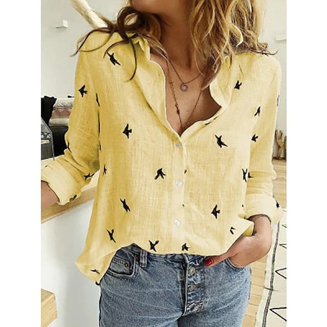Samantha | Women's Long Sleeve Button-Down Blouse-The Yellow Prime