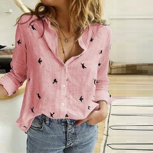 Samantha | Women's Long Sleeve Button-Down Blouse-The Yellow Prime